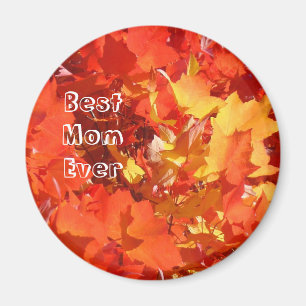 Best Mum Ever magnets Autumn Leaves Orange Yellow