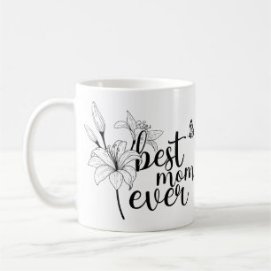 Best Mum Ever Minimalist Line Flower & Butterfly Coffee Mug