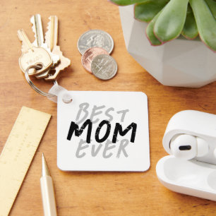 Best Mum Ever Modern Black and Grey Grunge Key Ring
