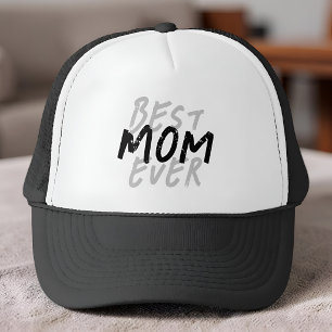 Best Mum Ever Modern Black and Grey Grunge Trucker Hat