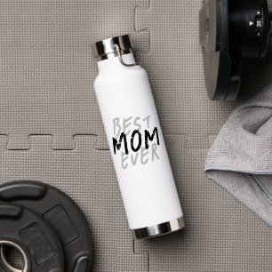 Best Mum Ever Modern Black and Grey Grunge Water Bottle