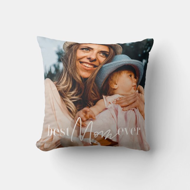 Best Mum Ever Modern Classic Simple Elegant Photo Cushion (Front)