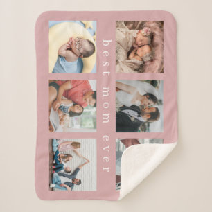Best Mum Ever   Modern Collage Photo Sherpa Blanket