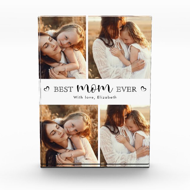 Best Mum Ever Modern Custom Mother’s Day Gift Photo Block (Front)