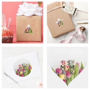 Best Mum Ever Modern Cute Flowers And Hearts Square Sticker