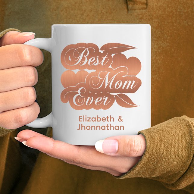 Best Mum Ever Modern Cute Kids Names Mother's Day Coffee Mug (Creator Uploaded)