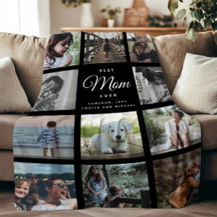 Best Mum Ever Modern Instagram Cute Photo Collage Fleece Blanket