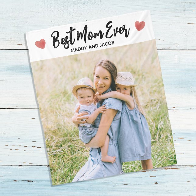 Best Mum Ever Modern Photo Fleece Blanket (Creator Uploaded)