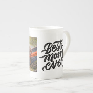 Best Mum Ever Modern Script Personalised Photo Bone China Mug