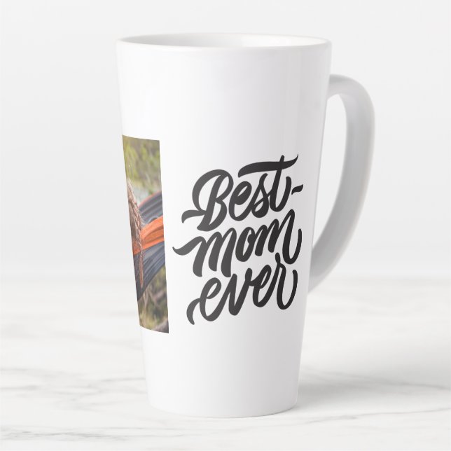 Best Mum Ever Modern Script Personalised Photo Latte Mug (Right Angle)