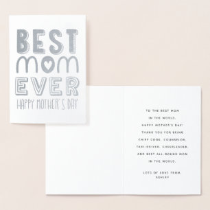 Best Mum Ever Modern Typography   Mothers Day Foil Card