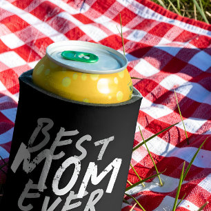 Best Mum Ever Modern White and Grey Grunge Can Cooler