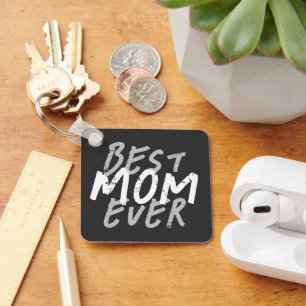 Best Mum Ever Modern White and Grey Grunge Key Ring