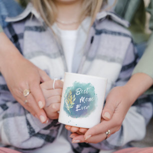 Best Mum Ever Mother Watercolor Floral Blue Mug