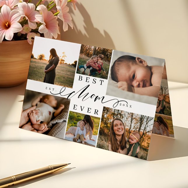 Best Mum Ever | Mother's Day 6 Photo Collage Card (Best Mom Ever | Mother's Day 6 Photo Collage Card)