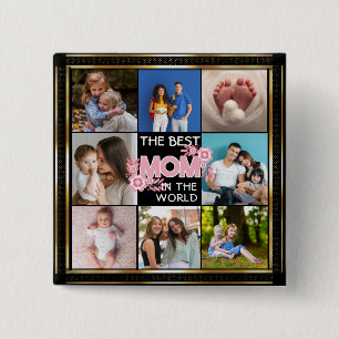 Best Mum Ever Mother's Day 8 Photo Collage 15 Cm Square Badge