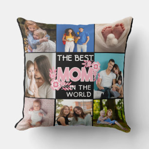 Best Mum Ever Mother's Day 8 Photo Collage Cushion