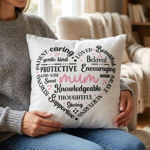 Best Mum Ever: Mother's Day & Birthday Heart Word Cushion