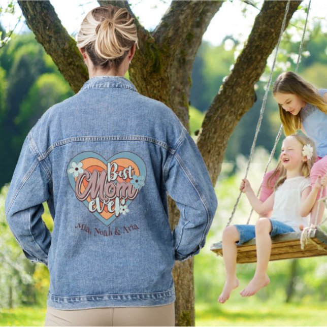 Best Mum Ever - Mothers Day/Birthday Retro Custom Denim Jacket (Creator Uploaded)