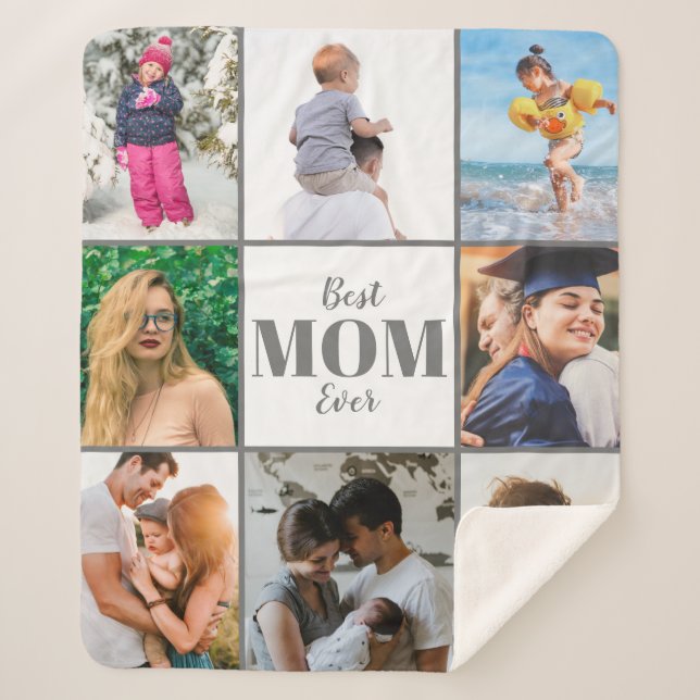 Best Mum Ever Mother's Day Family Photo Sherpa Blanket (Front)