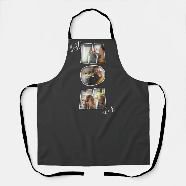 Best Mum Ever Mother's Day Gift 3 Photo Cutout Apron (Front)