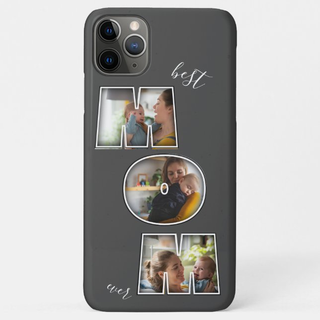Best Mum Ever Mother's Day Gift 3 Photo Cutout Case-Mate iPhone Case (Back)