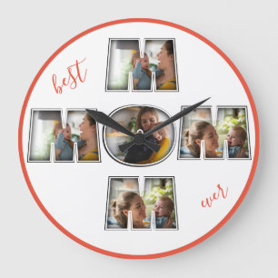 Best Mum Ever Mother's Day Gift 3 Photo Cutout Large Clock