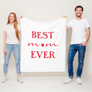 Best Mum Ever Mother's Day Gifts Red Heart White Fleece Blanket