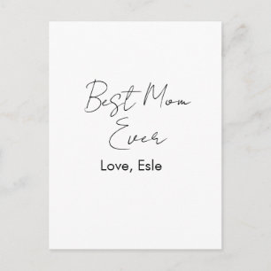 best mum ever mothers day name date simple minimal postcard