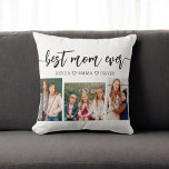 Best Mum Ever - Mother's Day Photo Collage Cushion<br><div class="desc">Celebrate Mother's Day with the Best Mum Ever Photo Collage Throw Pillow. This personalised keepsake features a beautifully arranged collage of cherished photos capturing special moments with your mum. Crafted from high-quality materials, it adds a stylish and sentimental touch to any space, perfect for displaying on a bed or couch....</div>
