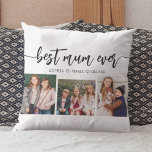 Best Mum Ever - Mother's Day Photo Collage Cushion<br><div class="desc">Celebrate Mother's Day with the Best Mum Ever Photo Collage Throw Pillow. This personalised keepsake features a beautifully arranged collage of cherished photos, capturing special moments with your mum. Crafted from high-quality materials, it adds a stylish and sentimental touch to any space, perfect for displaying on a bed or couch....</div>