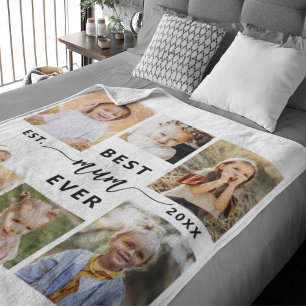 Best Mum Ever - Mother's Day Photo Collage Fleece Blanket