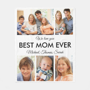 Best Mum Ever Mothers Day Photo Collage Fleece Blanket