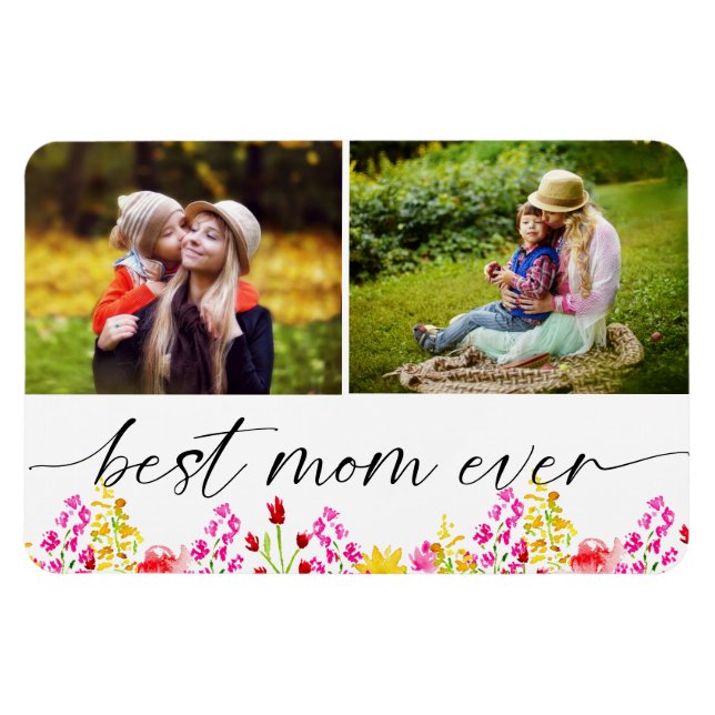 Best Mum Ever Mother's Day Photo Collage Floral   Magnet (Horizontal)