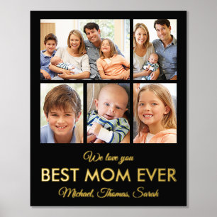 Best Mum Ever Mothers Day Photo Collage Foil Prints