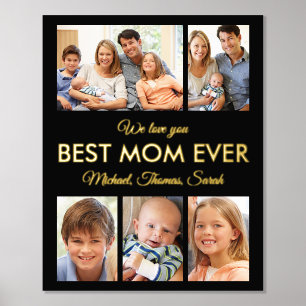 Best Mum Ever Mothers Day Photo Collage Foil Prints