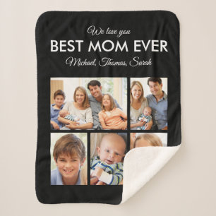 Best Mum Ever Mothers Day Photo Collage Sherpa Blanket