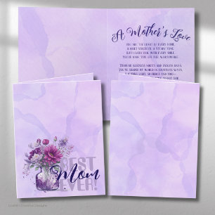 ''Best Mum Ever'' mother's day– Purple Flower Vase Card