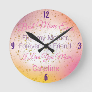 Best Mum Ever Mothers Day Quote Modern Cute Round Clock