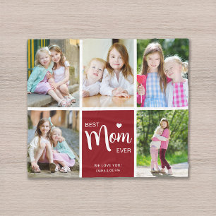 Best Mum Ever Mothers Day Red Photo Collage Fleece Blanket