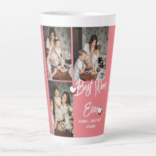 best mum ever, mothers Day, three photo collage Latte Mug