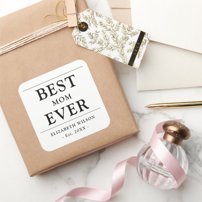 Best Mum Ever Mothers Gift Square Sticker (Gifting)