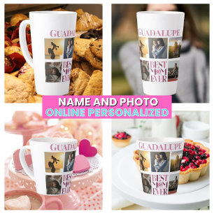 Best Mum Ever Mother's Photo Collage Cute Pink Latte Mug
