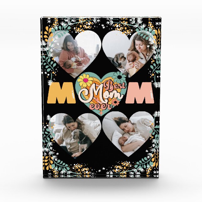 Best Mum Ever Multi Heart shape Photo  Block (Front)