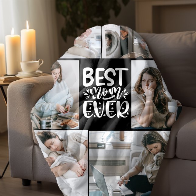 Best Mum Ever Multi Photo Fleece Blanket (Creator Uploaded)