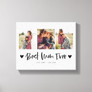 Best Mum Ever Multi Photo Mother's Day Heart Canvas Print