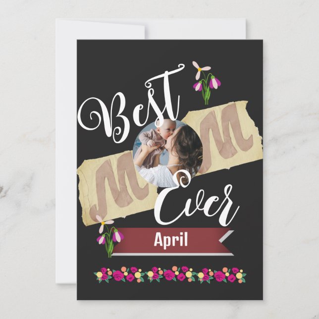 best mum ever, mum and baby one photo family holiday card (Front)