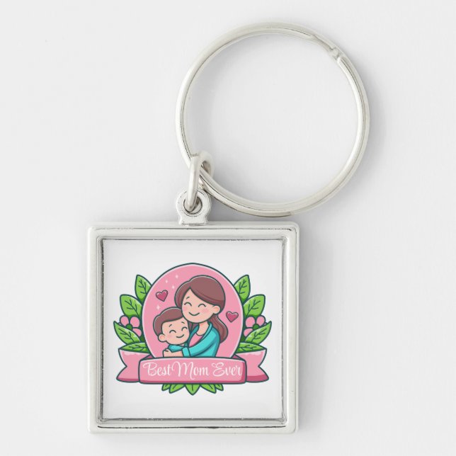 Best Mum Ever, Mum And Child, Custom Key Ring (Front)
