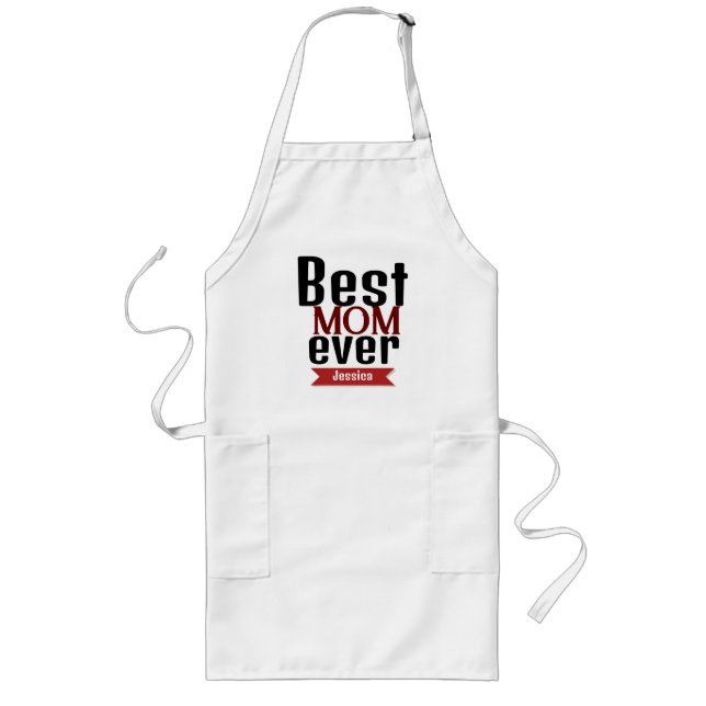 best mum ever, mummy mother mama personalise name  long apron (Front)