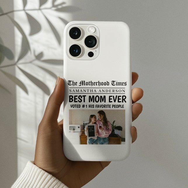 Best Mum Ever Newspaper  Custom Name & Photo Case-Mate iPhone Case (Creator Uploaded)